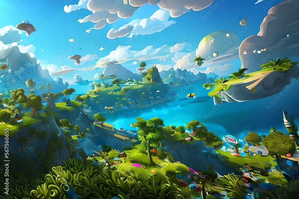 Stunning Game Background Landscape with Beautiful Sky - Generative AI ...