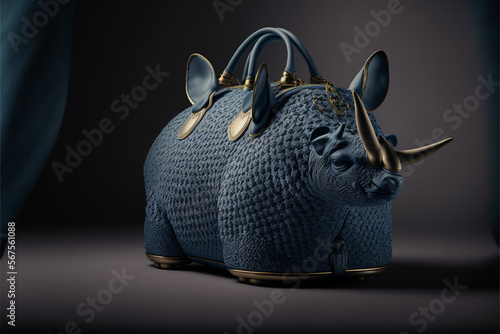 rinho inspired womens bag, purse, isolated background, animals inspired, generative ai photo