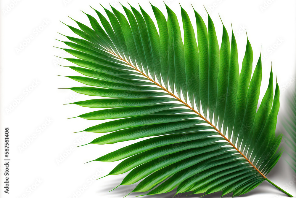 coconut leaf from the tropics, isolated on a white backdrop, summer scene. Generative AI coconut leaf from the tropics, isolated on a white backdrop, summer scene. Generative AI