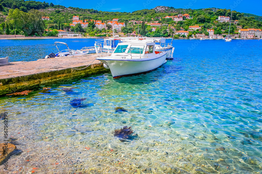 Elaphiti islands, turquoise adriatic beach in Dalmatia, Croatia