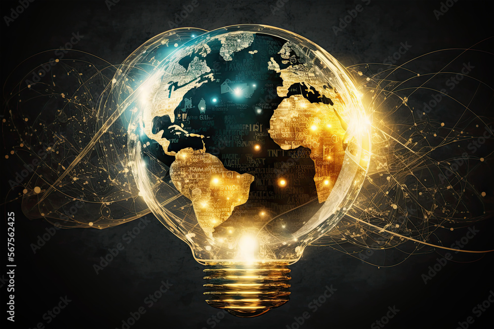 Light bulb Global connection. Business global