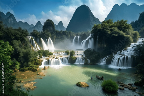 the Breathtaking Beauty of Detian Falls in Guangxi, China - An Adventure to Remember Forever this nature masterpiece AI Generative