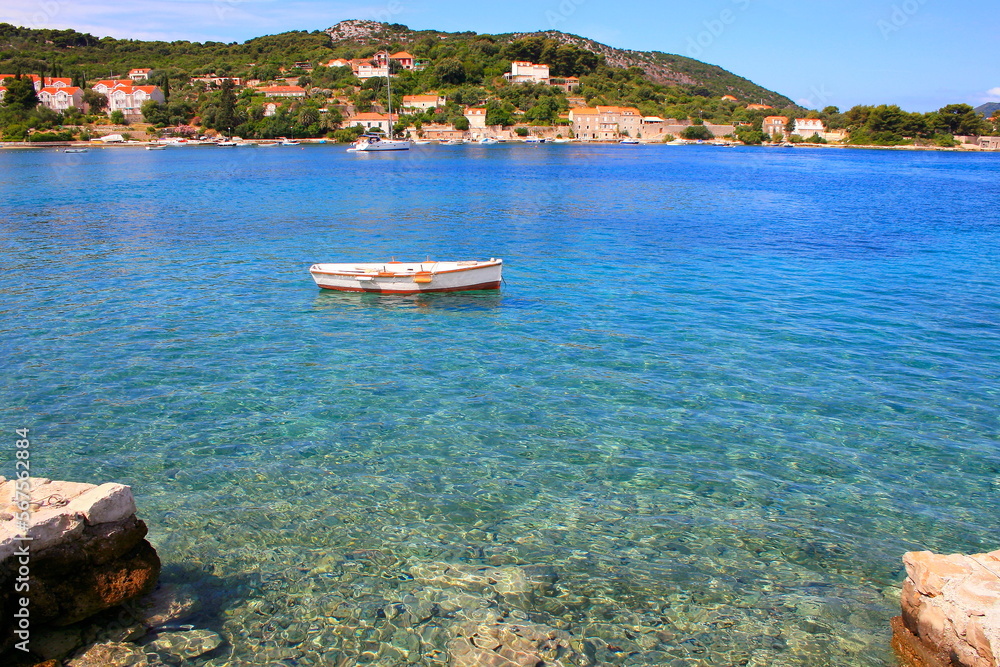 Elaphiti islands, turquoise adriatic beach in Dalmatia, Croatia