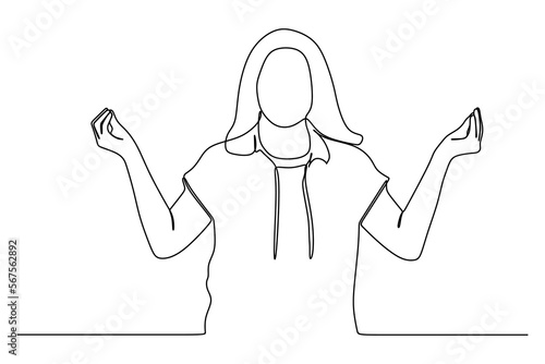 Continuous line drawing of woman calm relaxed with peaceful mind, yoga practice