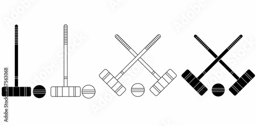 cross croquet hammer logo isolated on white background