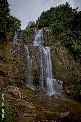 Beautiful Ramboda waterfall landscape in Sri Lanka. Ramboda Falls near Nuwara Eliya is 109 m  358 ft  high 1  and 11th highest waterfall in Sri Lanka