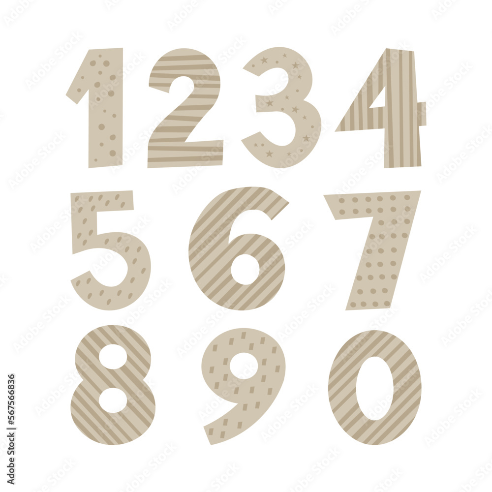 Cute funny numbers vector illustration set Cute funny numbers vector illustration set