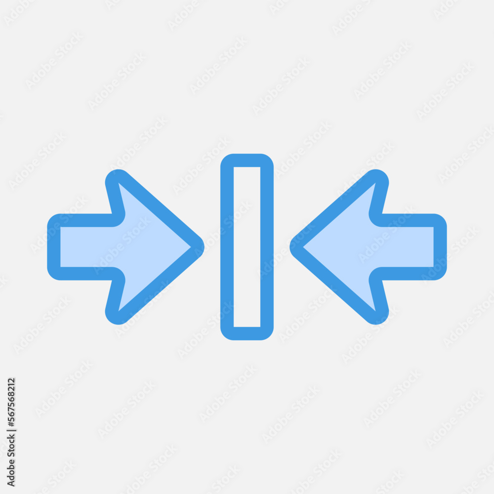 Collapse arrow icon vector illustration in blue style, use for website mobile app presentation Collapse arrow icon vector illustration in blue style, use for website mobile app presentation