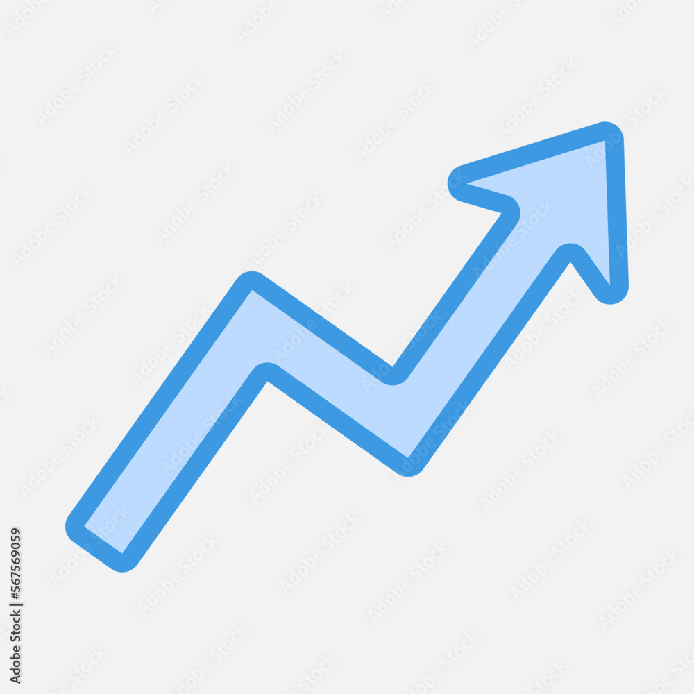 Increase arrow icon vector illustration in blue style, use for website mobile app presentation Increase arrow icon vector illustration in blue style, use for website mobile app presentation