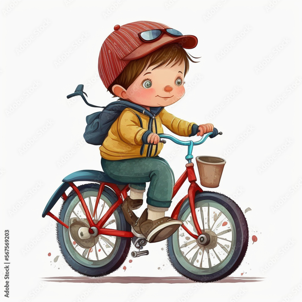 Cute boy on a bicycle (AI Generated)