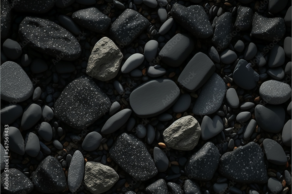 A group of stones on top of each other, shades of black, Generative Ai A group of stones on top of each other, shades of black, Generative Ai