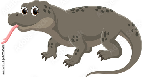 Cartoon komodo dragon isolated on white background