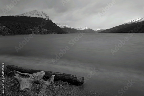Obraz na płótnie Melting frozen lake, Andes landscape in Tierra Del fuego, Ushuaia, Argentina w salonie