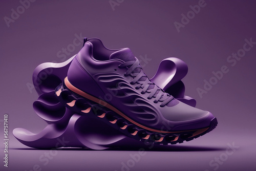 stylish 3d render of modern purple shoes made by generative ai