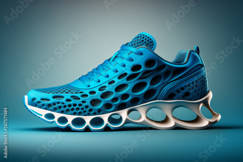 stylish 3d render of modern blue shoes made by generative ai