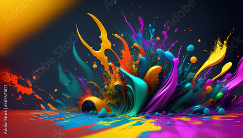 abstract illustration of splash in colors, desktop background image, generative AI