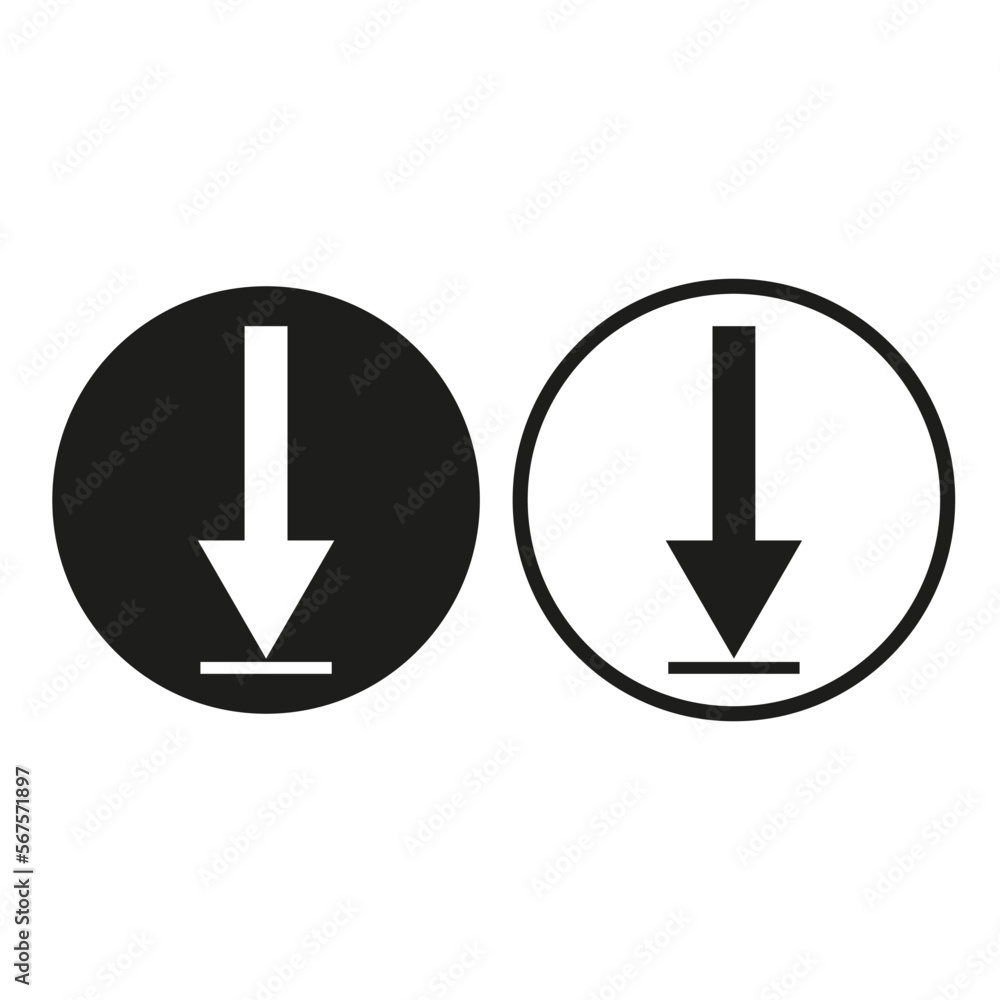 Down arrows in circles. Graphic element. Vector illustration. Down arrows in circles. Graphic element. Vector illustration.