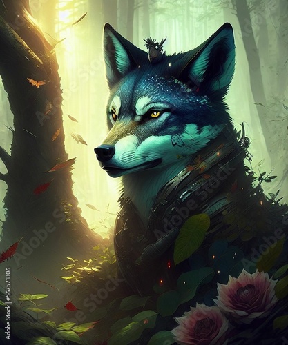 wolf in the forest.generative ai