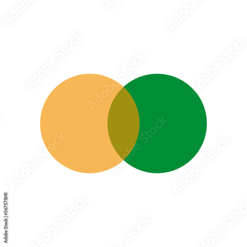 Yellow green circle intersection. Vector illustration.