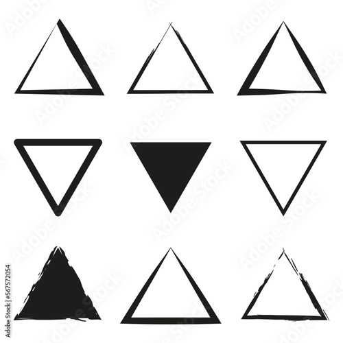 black brush triangles. Grunge texture. Vector illustration.