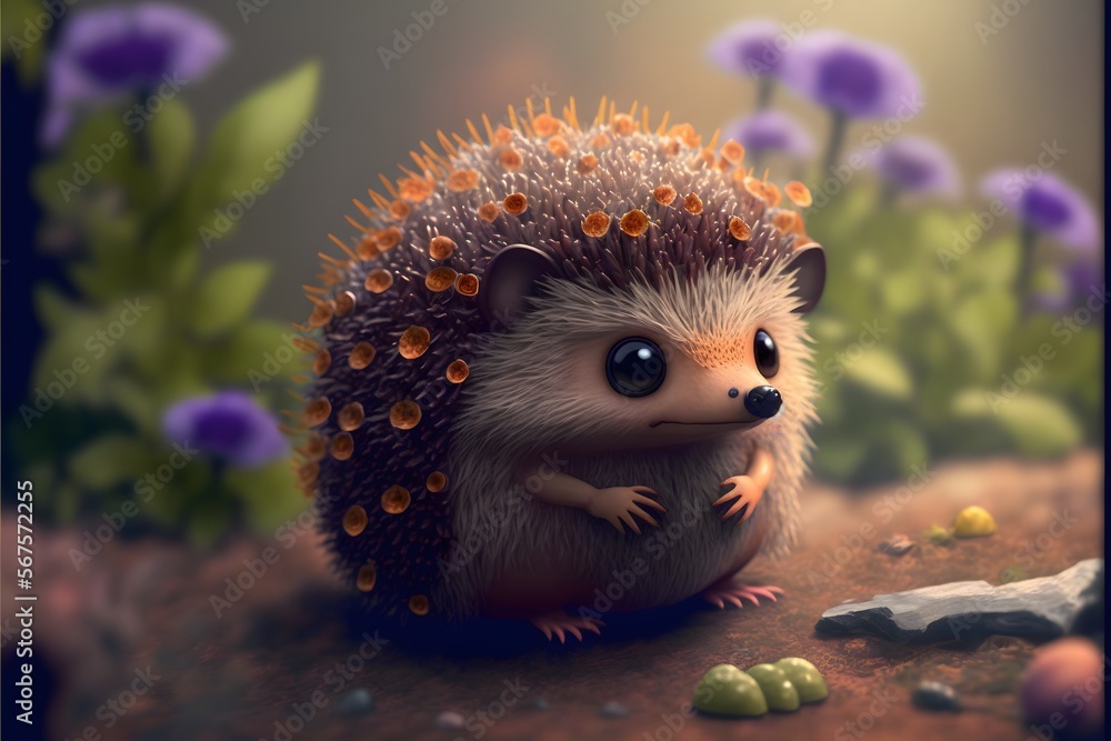 cute hedgehog character created using AI Generative Technology