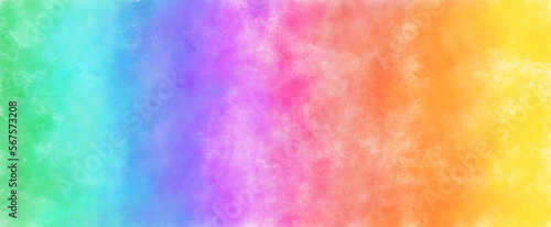 カラフルな水彩の筆の跡　パノラマ　
