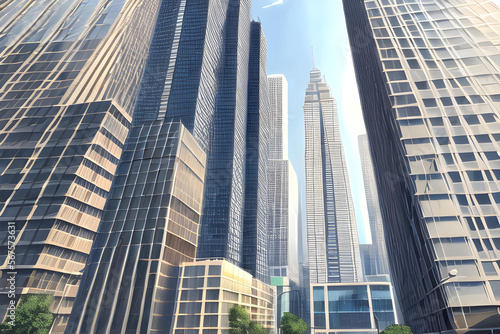 Una toma desde abajo de un montón de rascacielos, generados por inteligencia artificial © patypixie