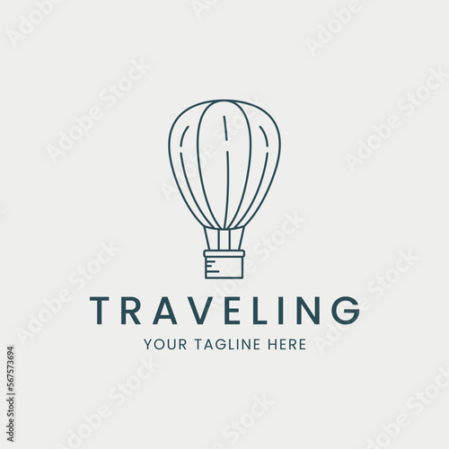traveling linear logo vector template illustration design. air balloon logo concept design