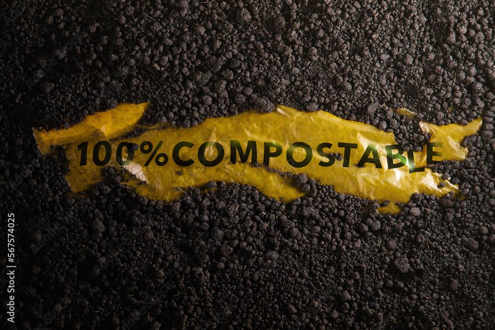 Biodegradable and Compostable Plastic Concept. Renewable Raw Materials