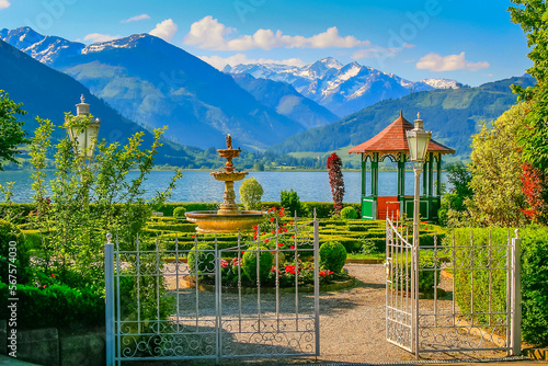 Zell am See and blue lake idyllic landscape in Carinthia, Austria