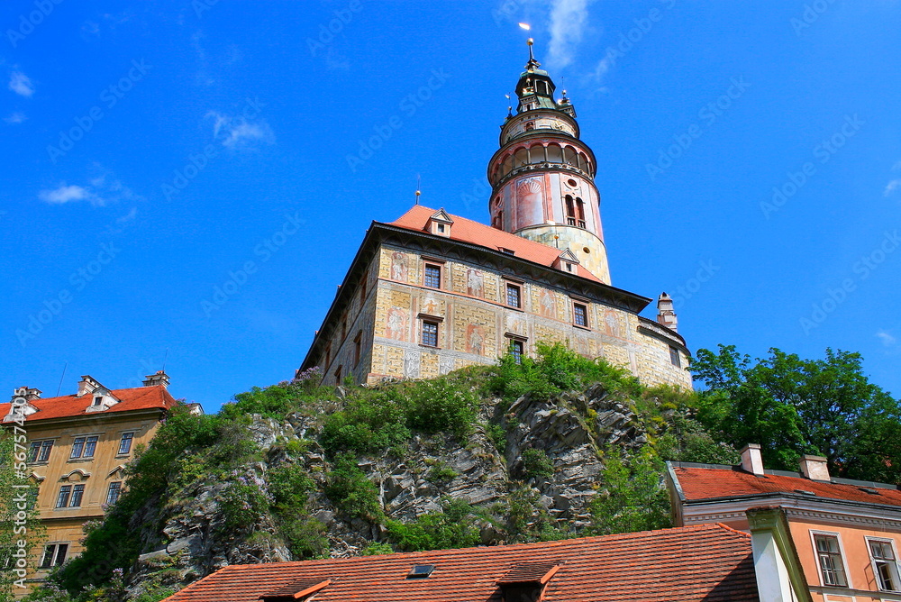 Cesky Krumlov old town, medieval city in Bohemia, Czech Republic