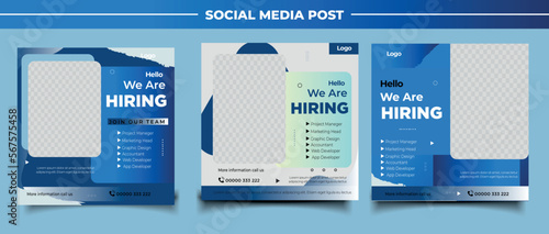 We are hiring job vacancy square banner or social media post template 