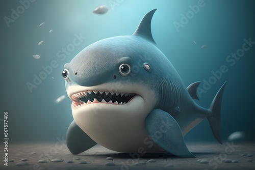 cute bull shark character created using AI Generative Technology