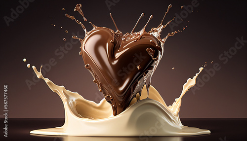 dessert chocolate heart with splashes photo