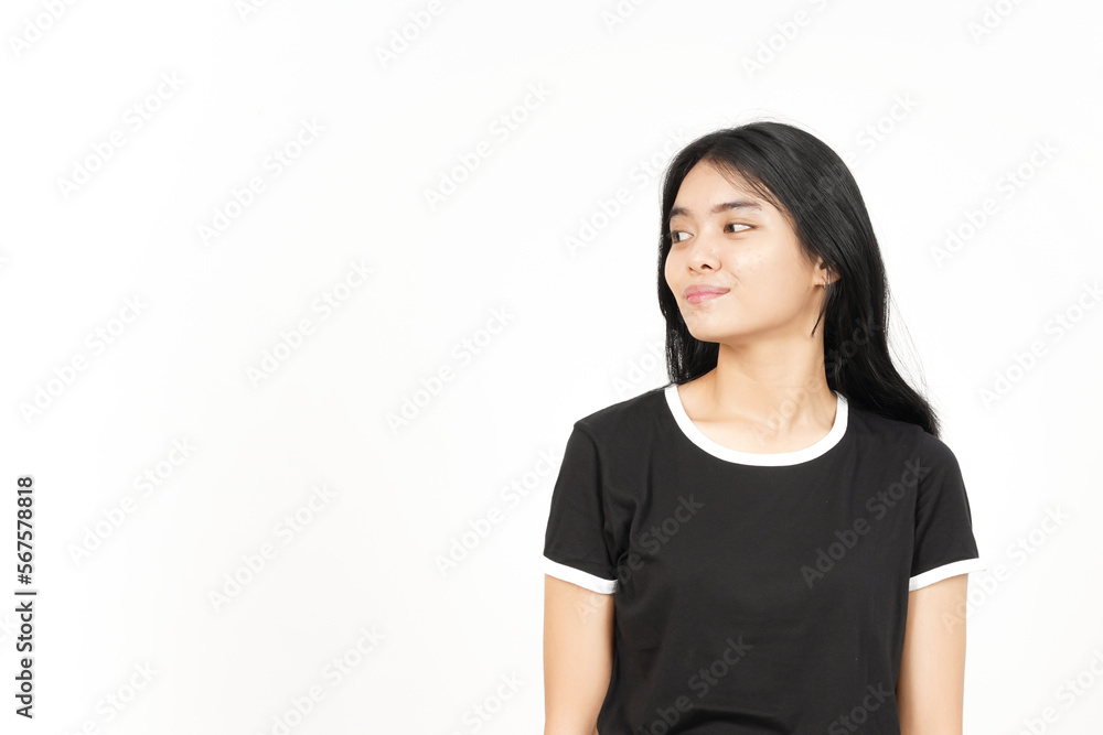 Smiling and Looking aside Of Beautiful Asian Woman Isolated On White Background Smiling and Looking aside Of Beautiful Asian Woman Isolated On White Background