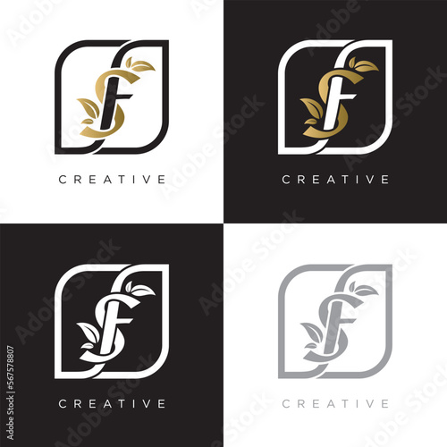 sf leaf logo design vector