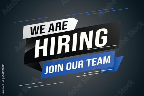 hiring recruitment Join now design for banner poster We are hiring lettering with geometric shapes lines. Vector illustration typographic. Open vacancy design template modern concept	