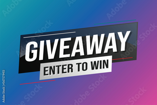 giveaway enter and win word vector illustration blue 3d style for social media landing page, template, ui, web, mobile app, poster, banner, flyer, background, gift card, coupon, label, wallpaper	