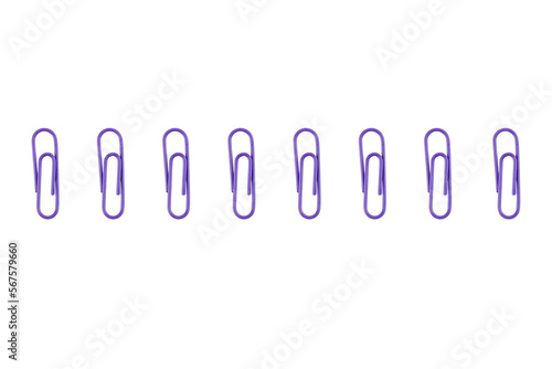 colorful paper clips isolated on transparent background 