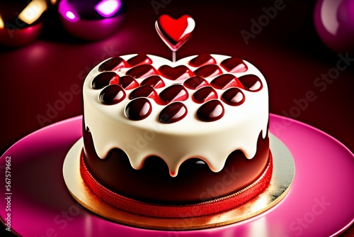 valentine love cake with strawberry on top 