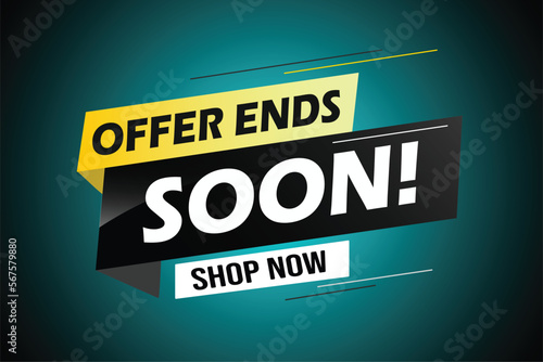 Offer ends soon. Poster flyer banner. Special offer price sign. Advertising discounts symbol. Thought speech bubble with quotes. Offer ends soon chat think megaphone message	