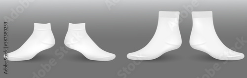 various white socks foot wear mockup isolated 3D illustration