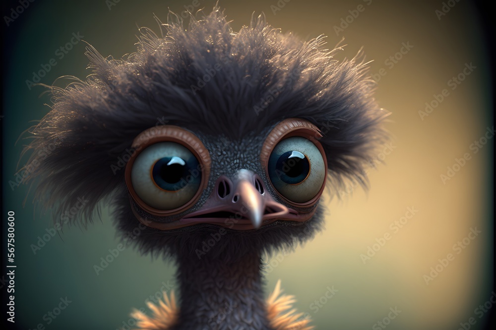 cute emu character created using AI Generative Technology