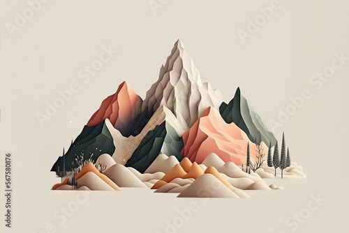 neutral color of moutain background. Illustration graphic design. made with generative AI