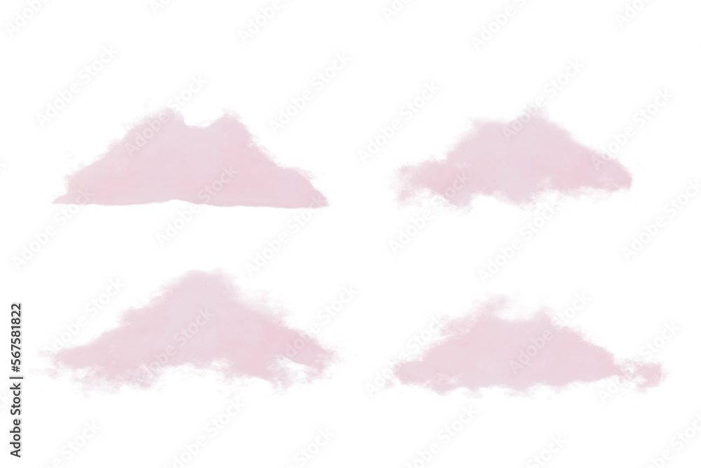 3d render white clouds isolate on transparent PNG background. white smoke render effect.