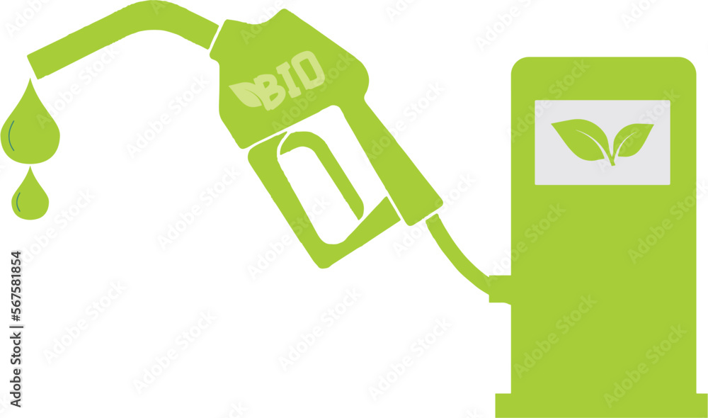 Bio Fuel pump with leaf vector editable design. Easy to manipulate