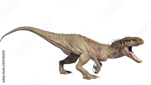 roaring indominus rex dinosaur isolated on blank background PNG