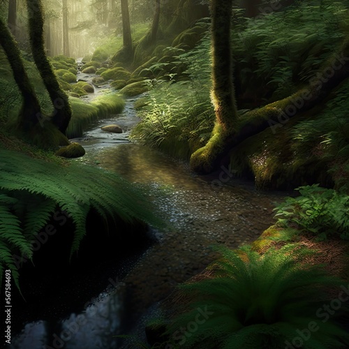 a stream in a rain forest - generative