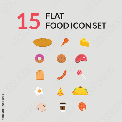 Food Flat icon set vector 