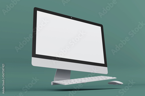 Realistic floating desktop screen mockup